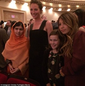 'Favourite minute of the night. My girl and niece beside me and Malala. This younger lady may be the role model. Many thanks, ' penned Christy Turlington burns on Instagram